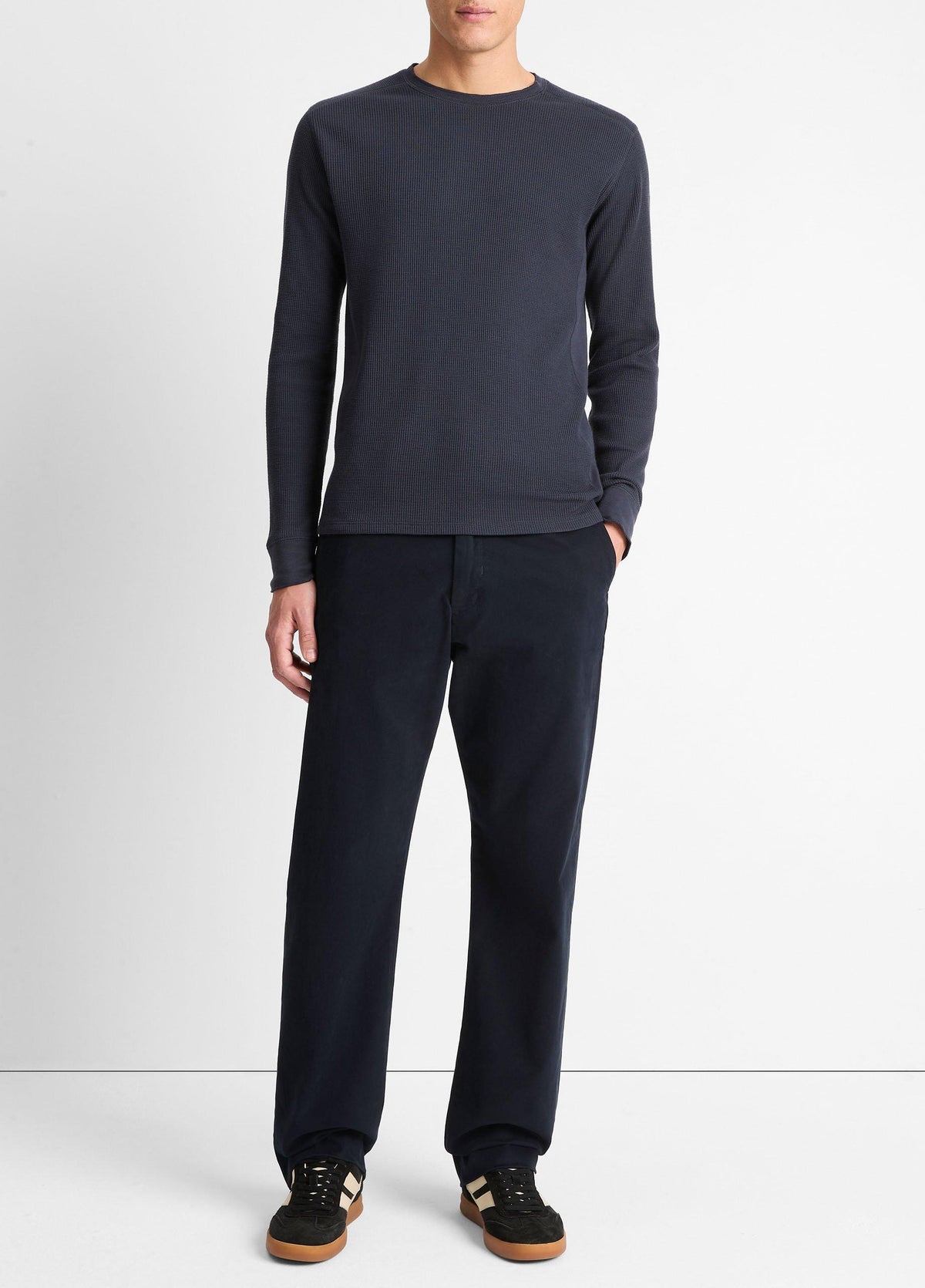 Pima Cotton-Blend Thermal Long-Sleeve Pullover - US 7643