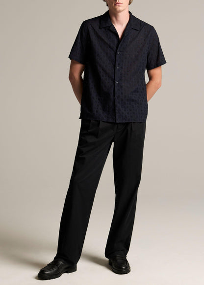Cotton Eyelet Short-Sleeve Button-Front Shirt - US 9272