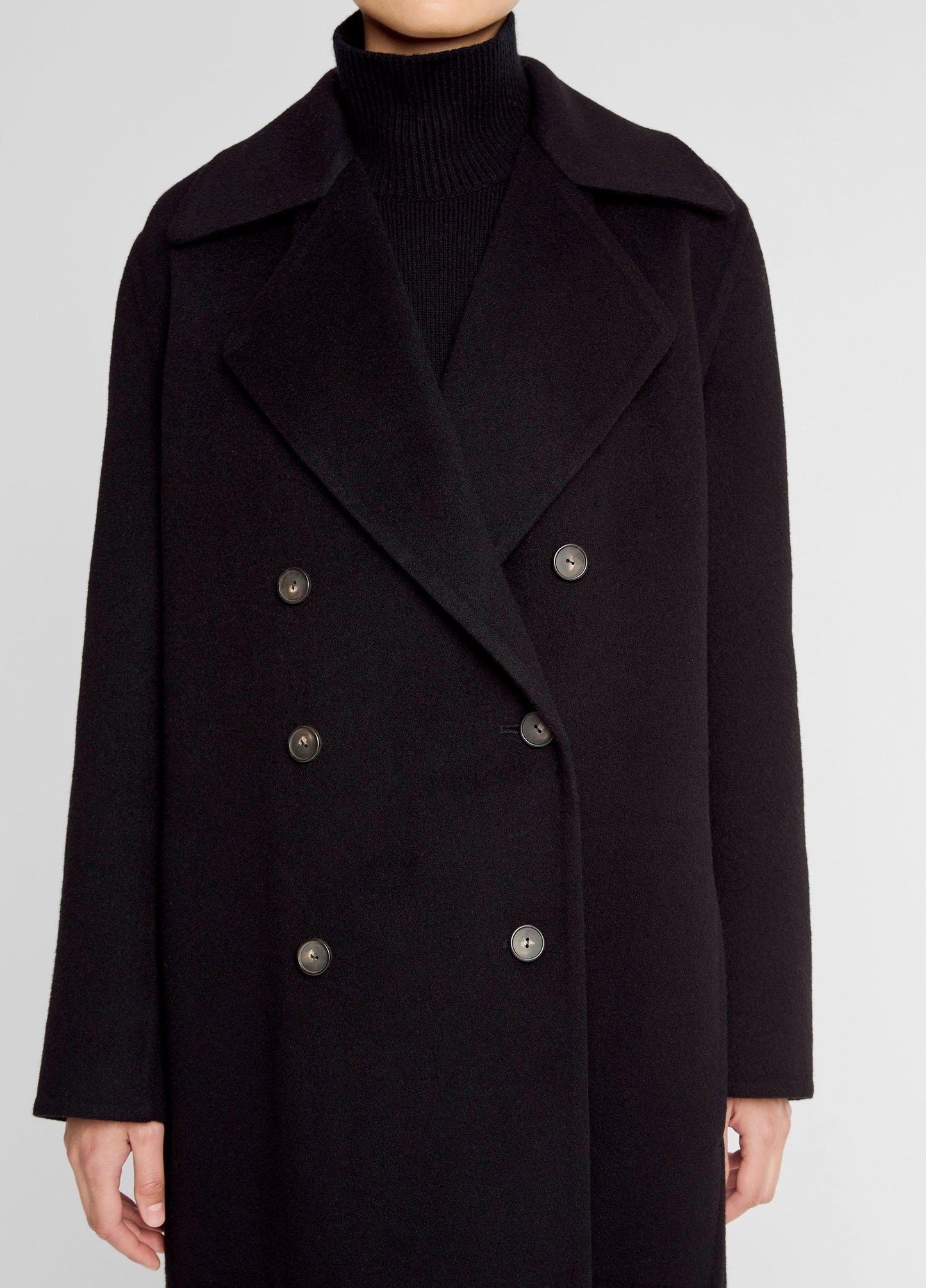 Wool-Blend Double-Breasted Long Coat - US 5616