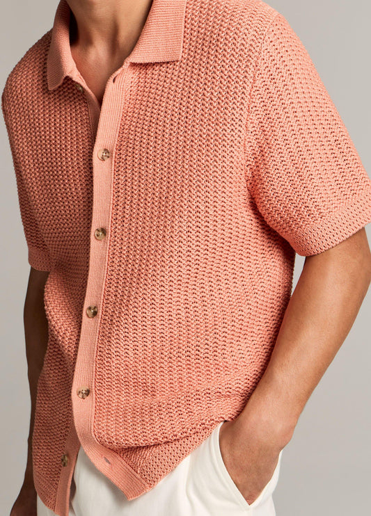 Cotton Crochet Button-Front Shirt - US 5092