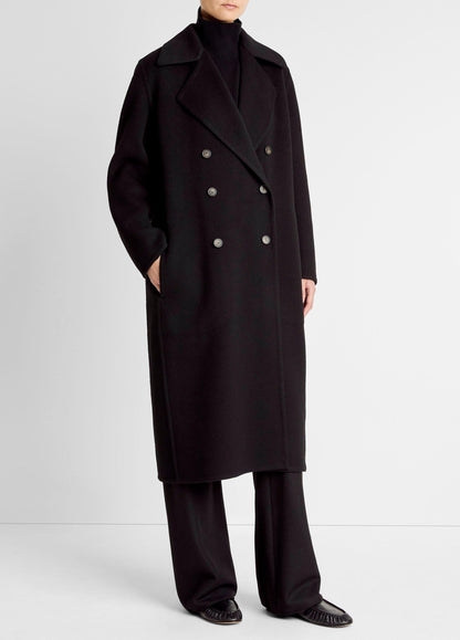 Wool-Blend Double-Breasted Long Coat - US 5616