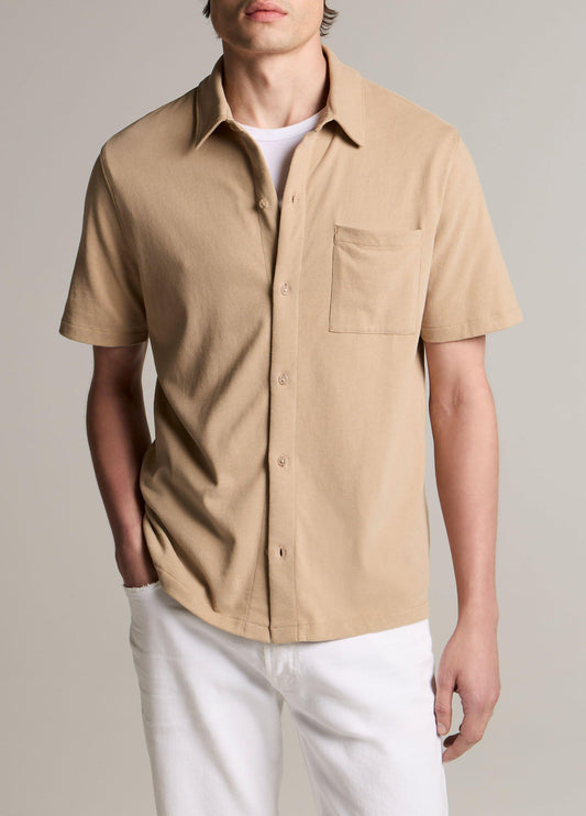 Sueded Cotton Jersey Button-Front Shirt - US 6576