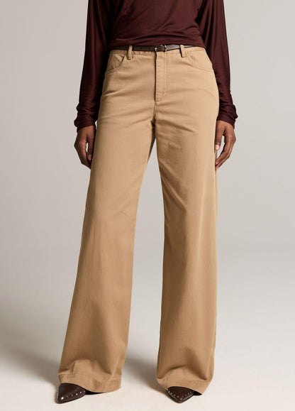 Washed Cotton Twill Mid-Rise Wide-Leg Pant - US 1534