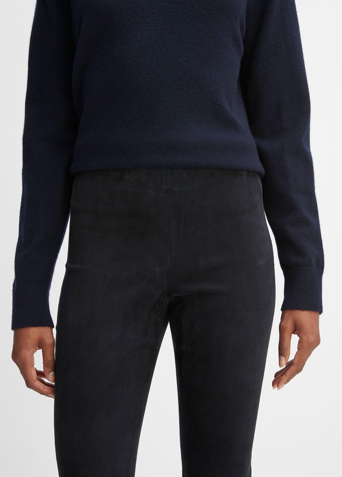 Stretch Suede Split Hem Crop Legging - US 7355