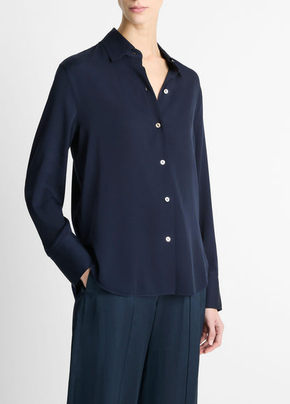 Stretch-Silk Button-Front Blouse - US 9322