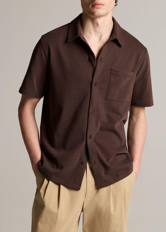 Sueded Cotton Jersey Button-Front Shirt - US 8913