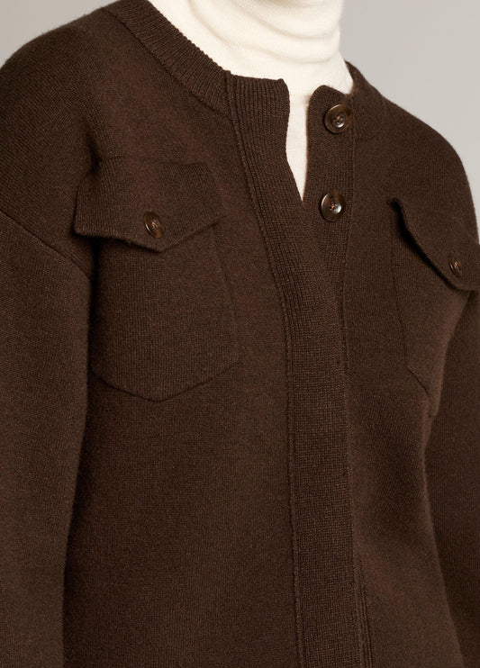 Flap Pocket Wool-Blend Sweater Jacket - US 3657