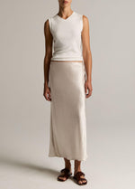 Satin Side-Slit Slip Skirt - US 4445