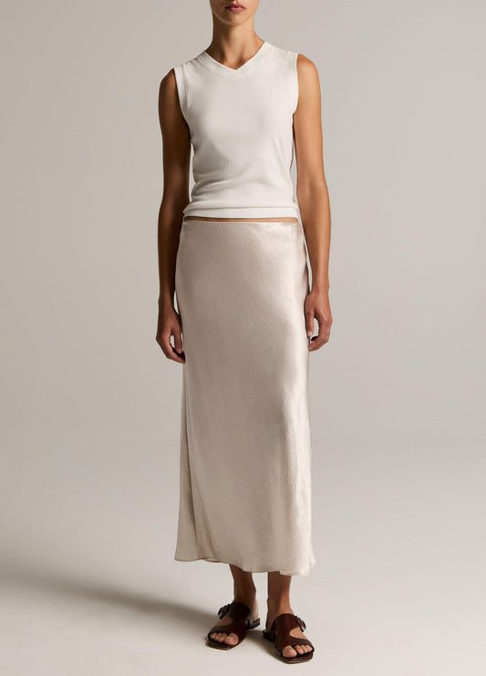 Satin Side-Slit Slip Skirt - US 4445