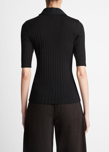 Cotton Elbow-Sleeve Polo Shirt - US 7844