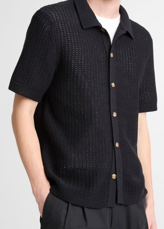 Cotton Crochet Button-Front Shirt - US 4902