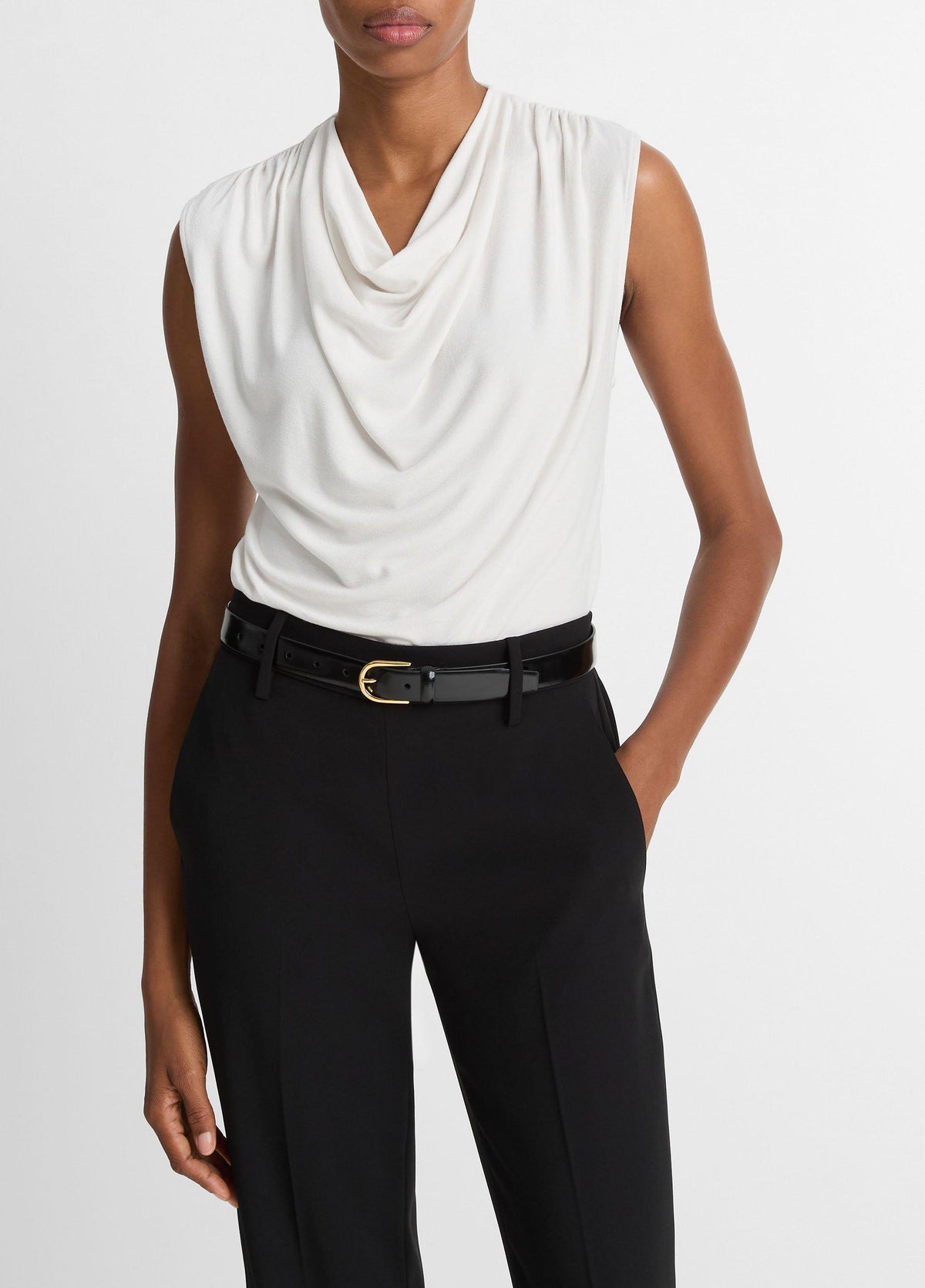 Jersey Draped Cowl-Neck Top - US 5066