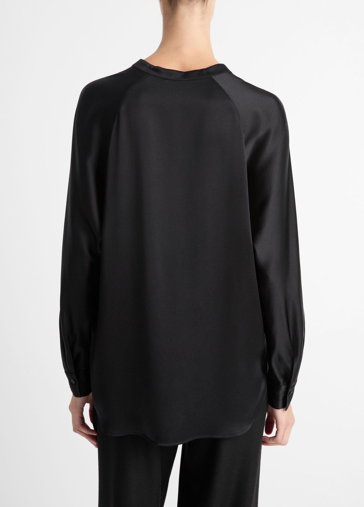 Silk Satin Band-Collar Blouse - US 9256
