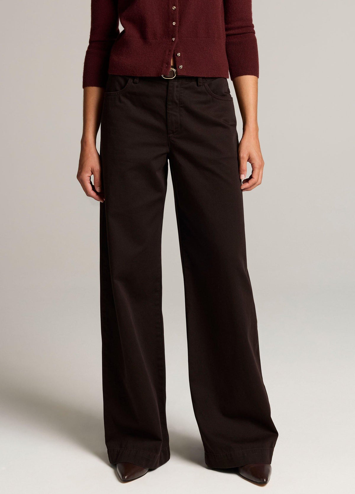 Washed Cotton Twill Mid-Rise Wide-Leg Pant - US 3582