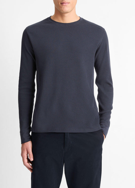 Pima Cotton-Blend Thermal Long-Sleeve Pullover - US 7643
