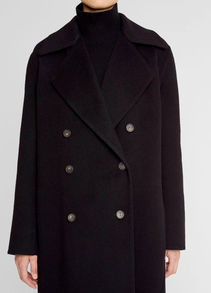 Wool-Blend Double-Breasted Long Coat - US 5616