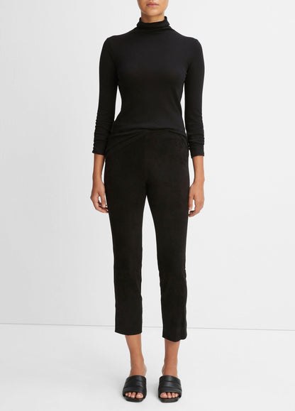 Stretch Suede Split Hem Crop Legging - US 6136