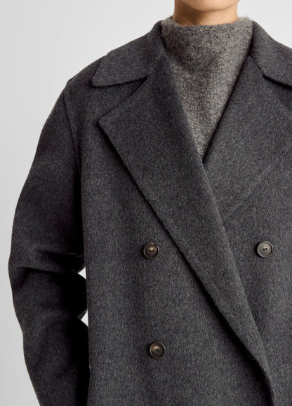 Wool-Blend Double-Breasted Long Coat - US 3459