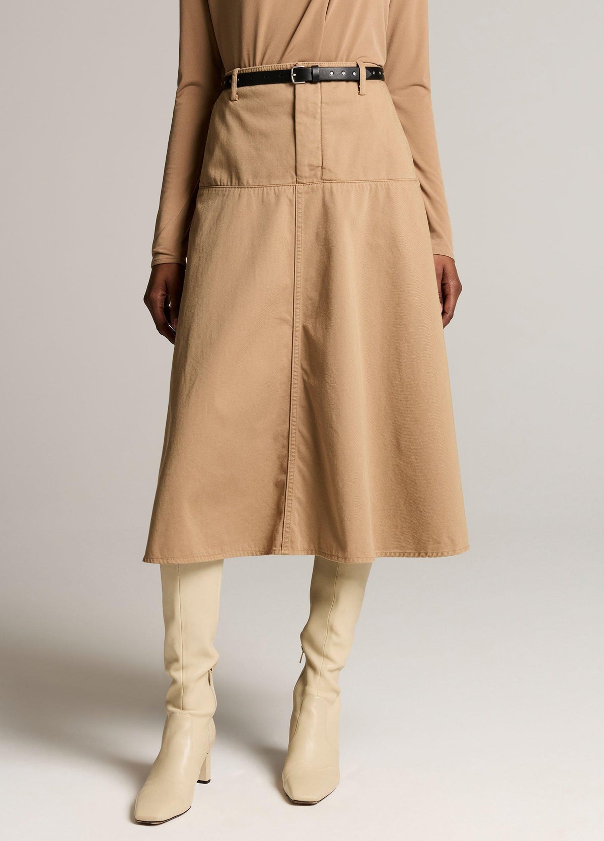 Washed Cotton Twill Full Skirt - US 5659