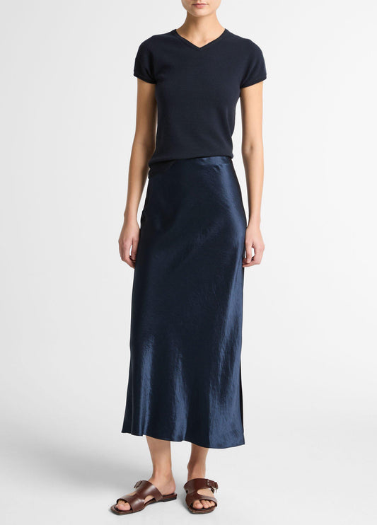 Satin Side-Slit Slip Skirt - US 6887