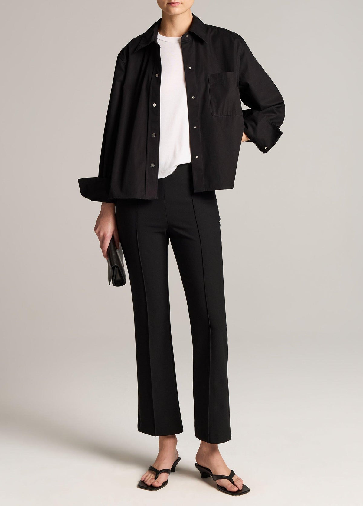 Cotton Metal-Snap Long-Sleeve Shirt - US 9437