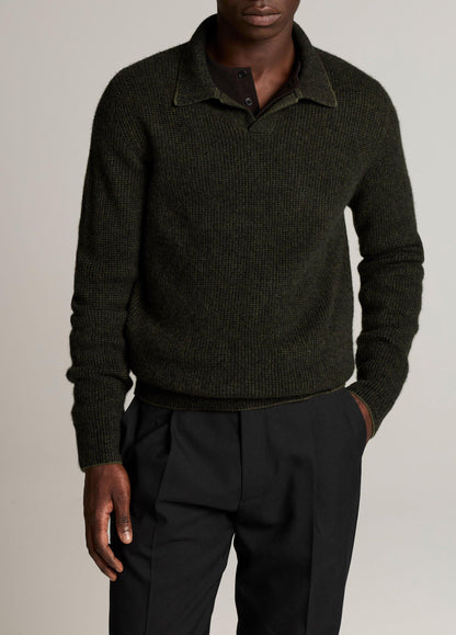 Plush Cashmere Thermal Johnny-Collar Sweater - US 3712