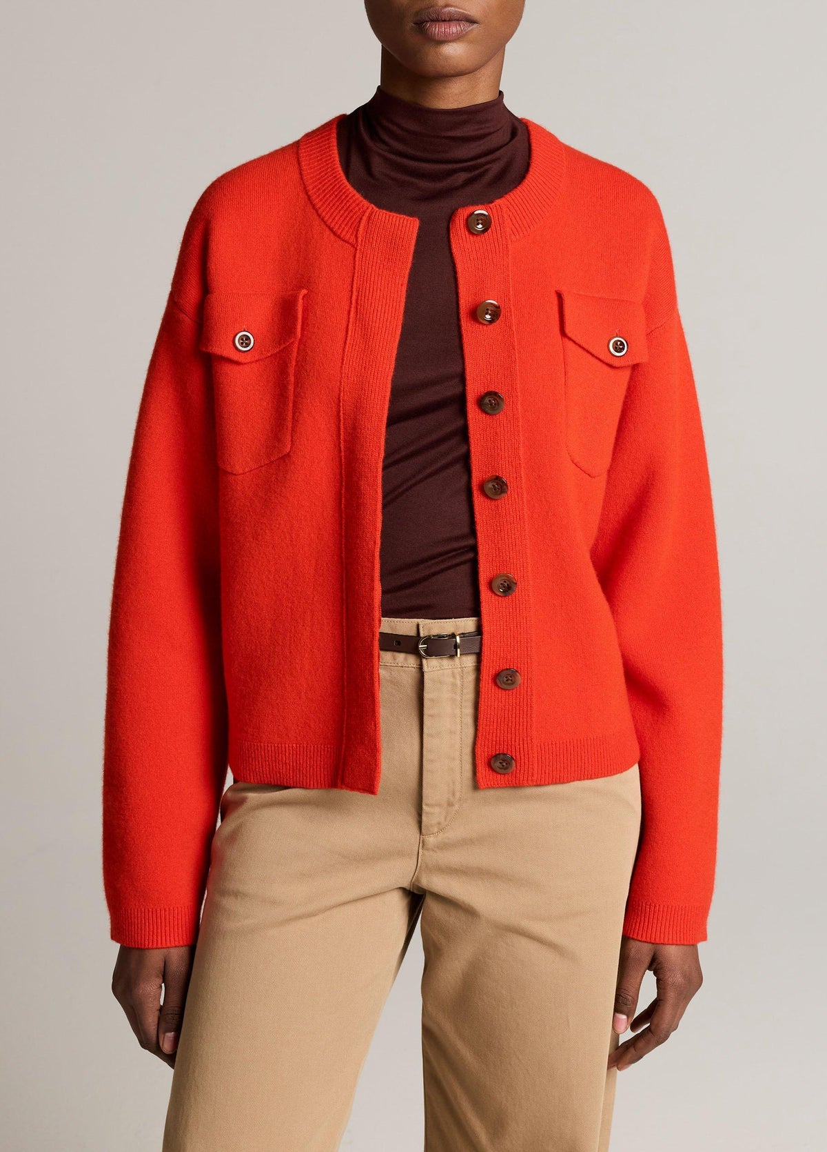 Flap Pocket Wool-Blend Sweater Jacket - US 2959