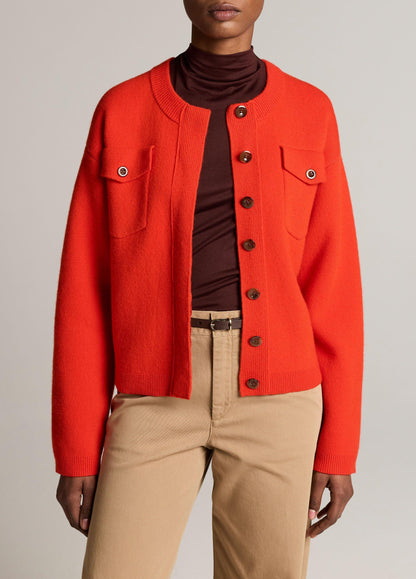 Flap Pocket Wool-Blend Sweater Jacket - US 2959