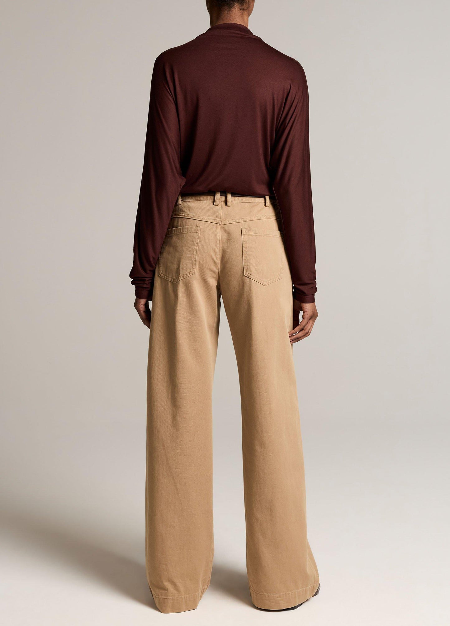 Washed Cotton Twill Mid-Rise Wide-Leg Pant - US 1534