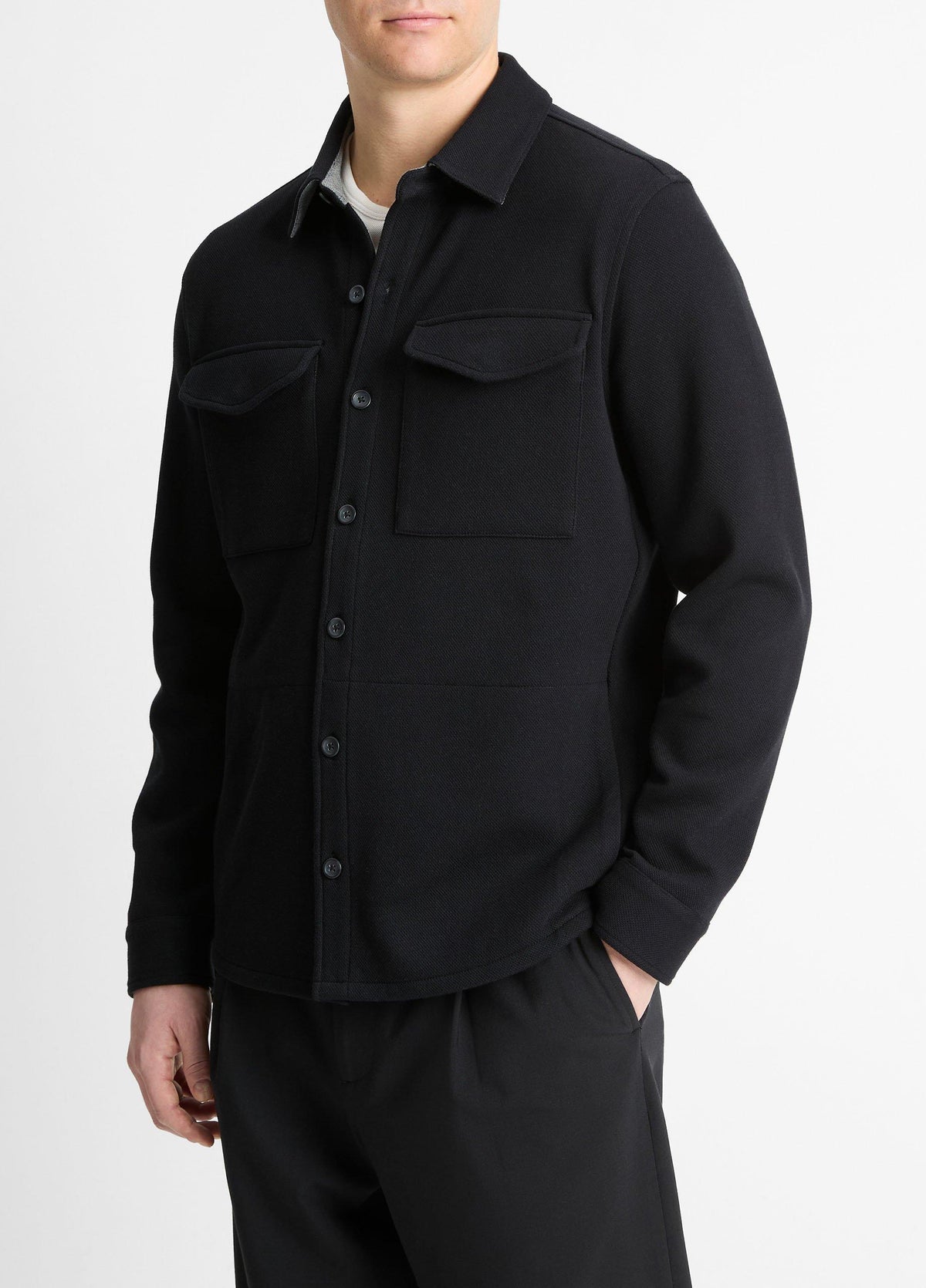 Double-Knit Cotton-Blend Piqué Shirt Jacket - US 4506