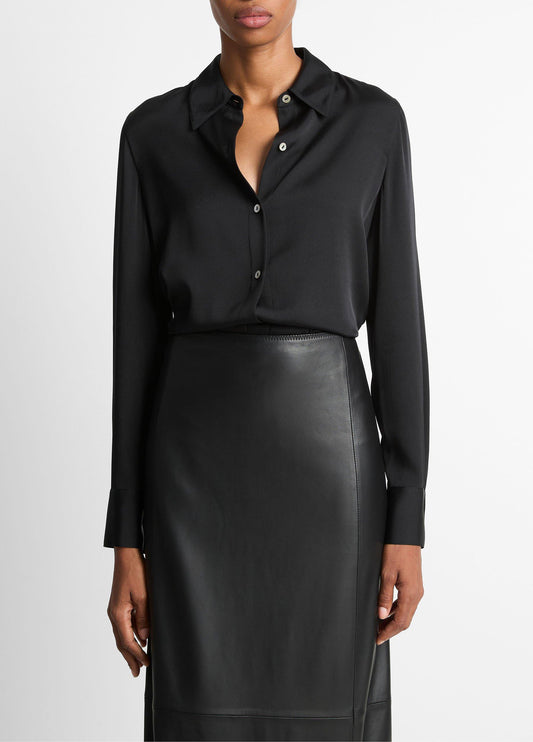 Silk-Blend Slim Button-Front Blouse - US 3948