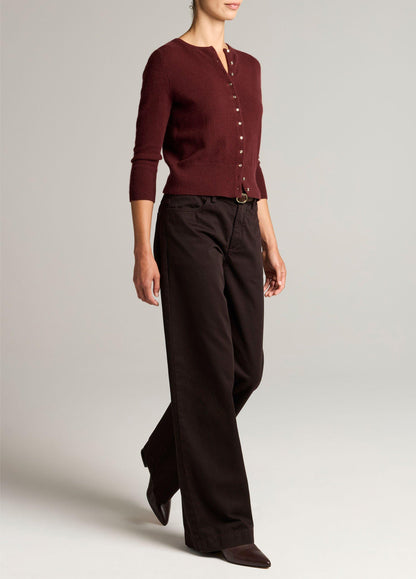 Washed Cotton Twill Mid-Rise Wide-Leg Pant - US 3582