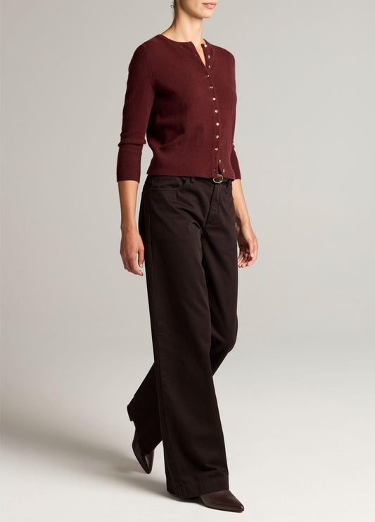 Washed Cotton Twill Mid-Rise Wide-Leg Pant - US 3582