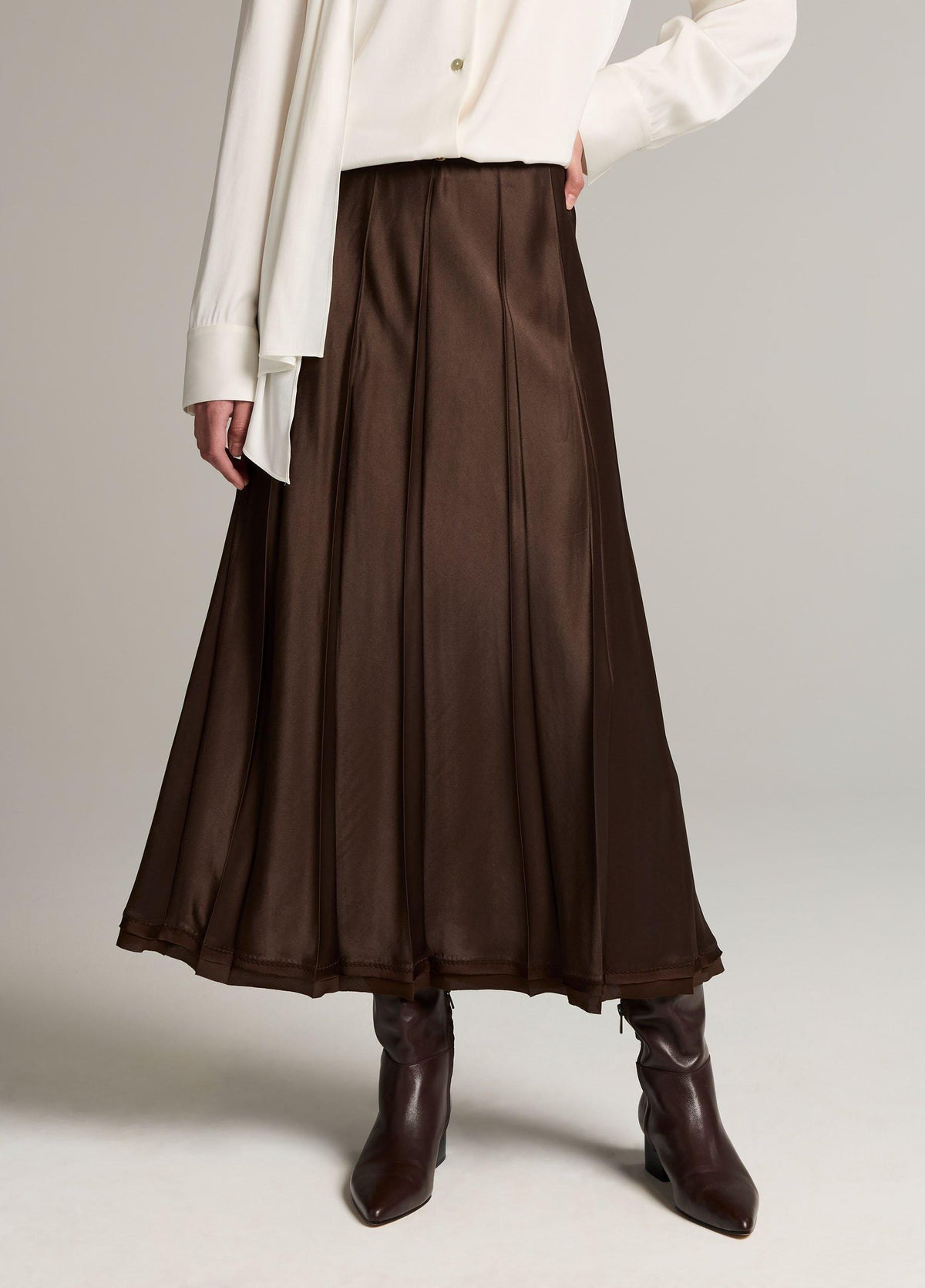 Raw-Edge Satin Skirt - US 0217