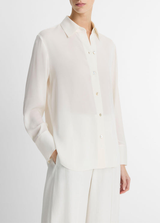 Stretch-Silk Button-Front Blouse - US 2064