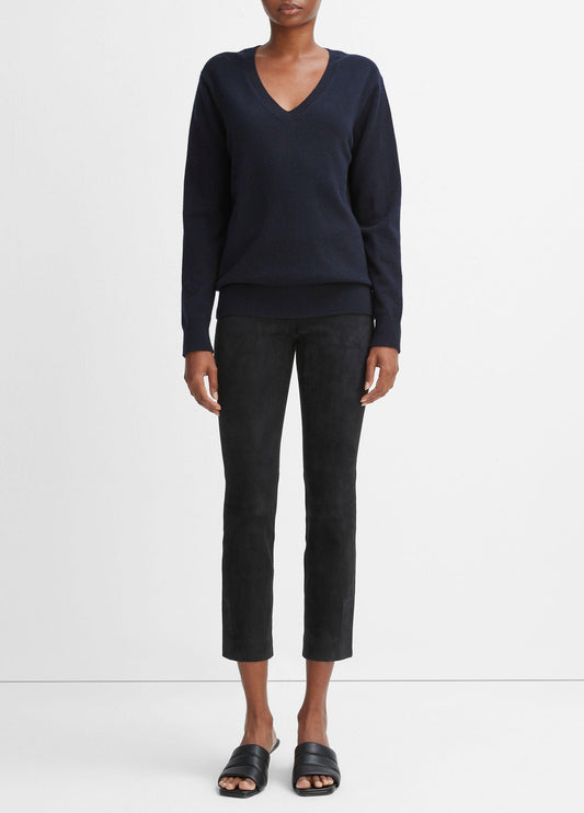 Stretch Suede Split Hem Crop Legging - US 7355