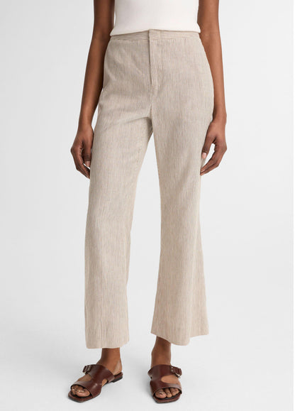 Ticking Stripe Linen-Cotton Low-Rise Crop Flare Trouser - US 0241