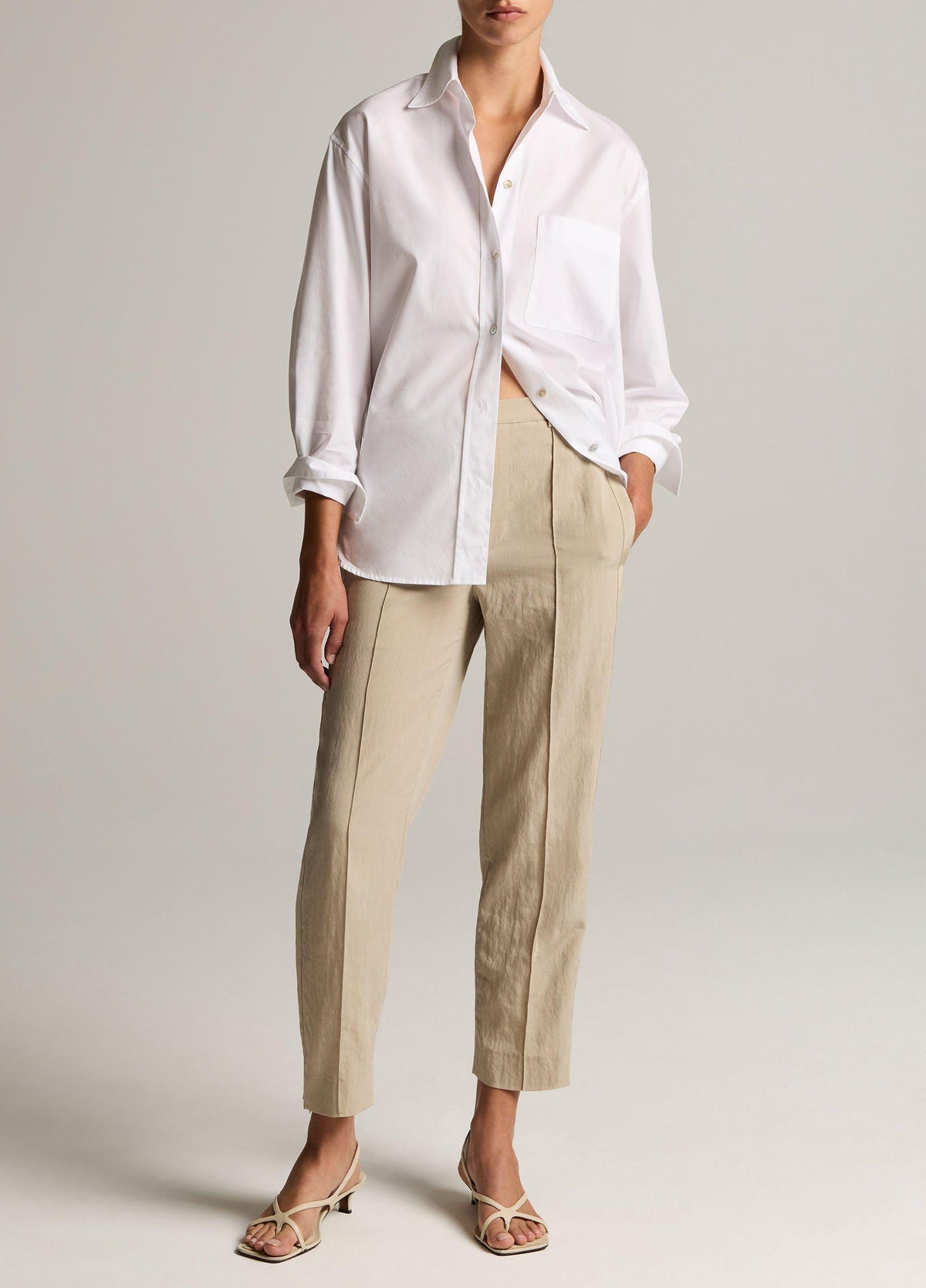 Cotton Oversized Button-Front Shirt - US 9823