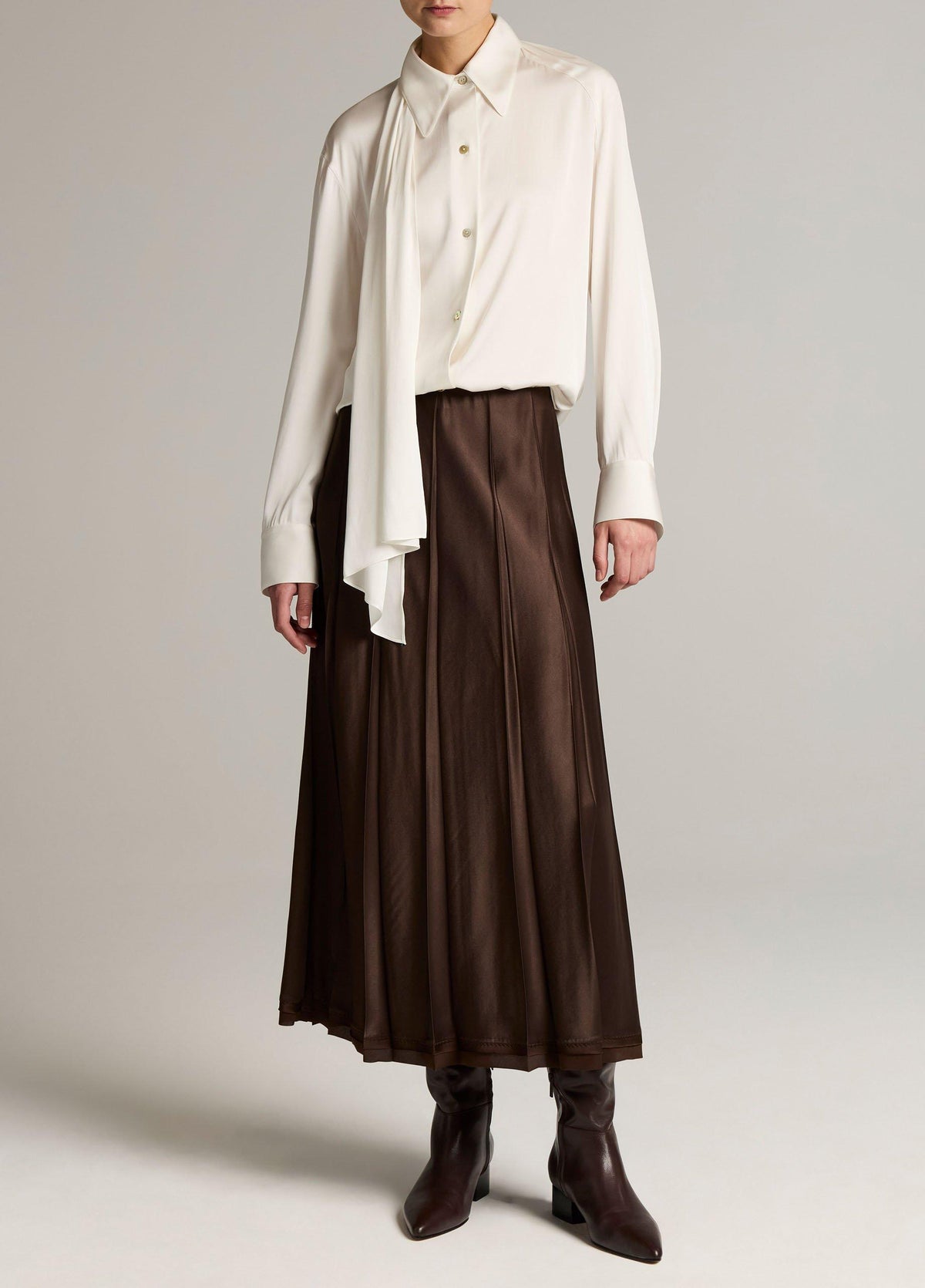 Raw-Edge Satin Skirt - US 0217