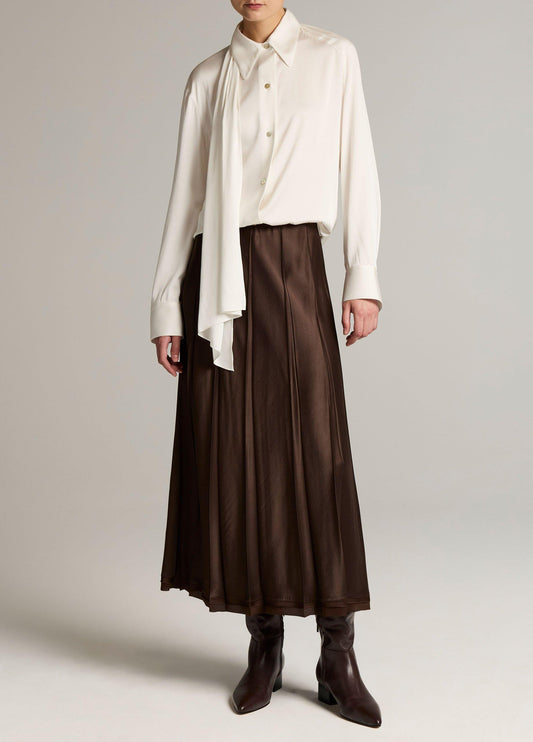 Raw-Edge Satin Skirt - US 0217