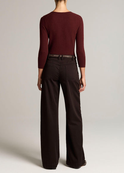 Washed Cotton Twill Mid-Rise Wide-Leg Pant - US 3582