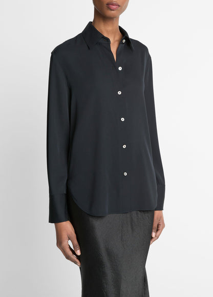 Stretch-Silk Button-Front Blouse - US 3734