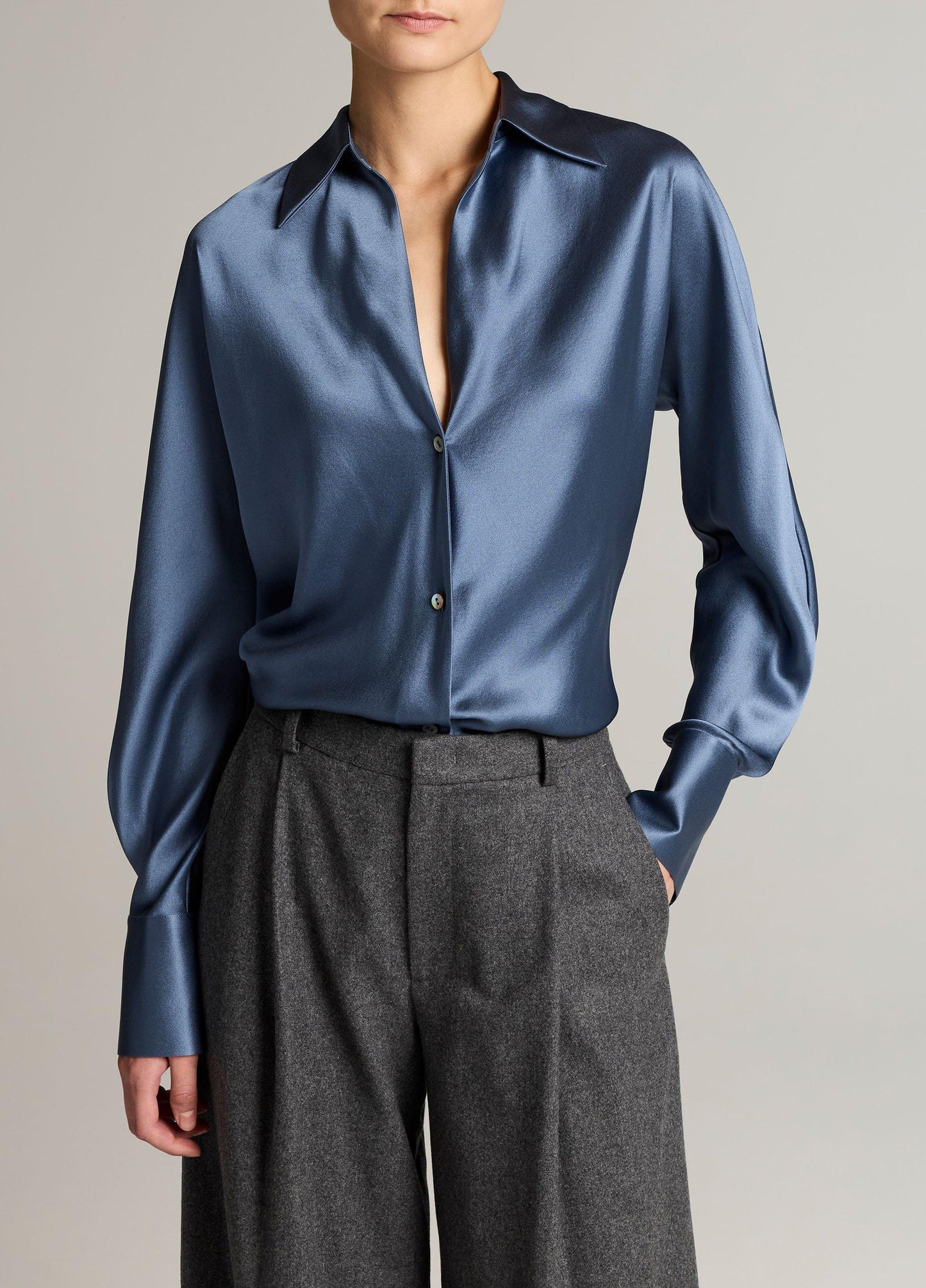 Silk Bias Long-Sleeve Blouse - US 7456