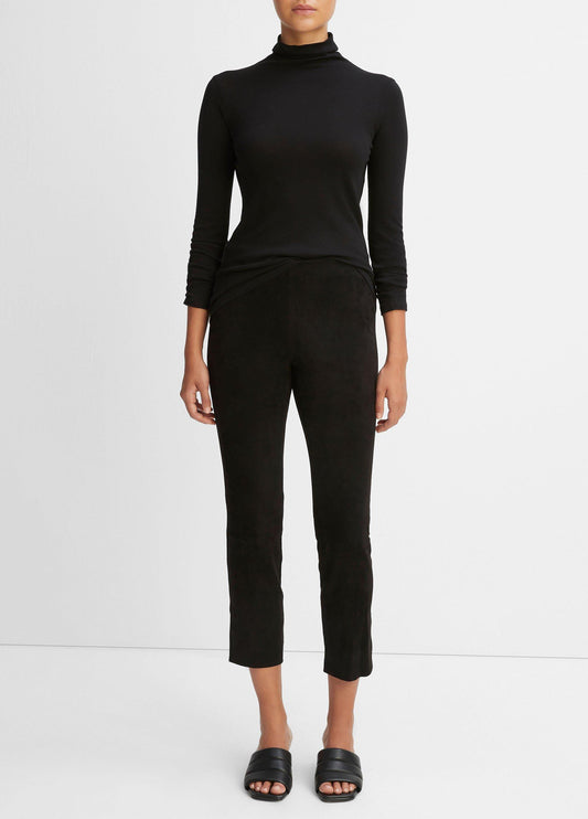 Stretch Suede Split Hem Crop Legging - US 6136