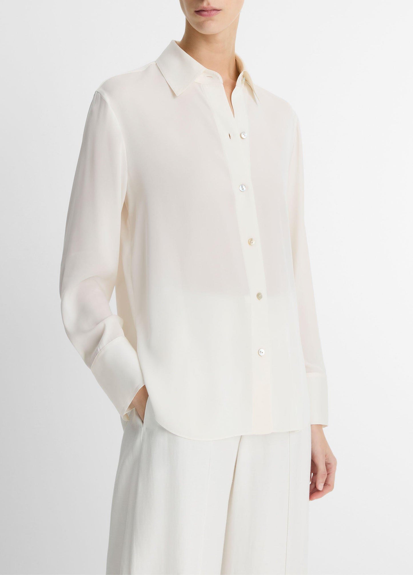 Stretch-Silk Button-Front Blouse - US 2064
