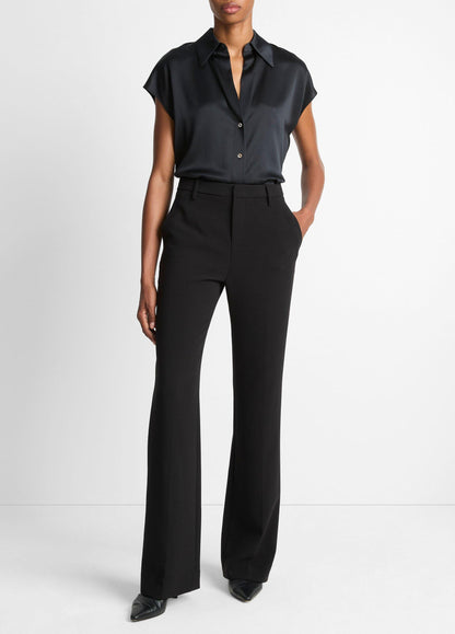 Silk Cap-Sleeve Ruched-Back Blouse - US 8041