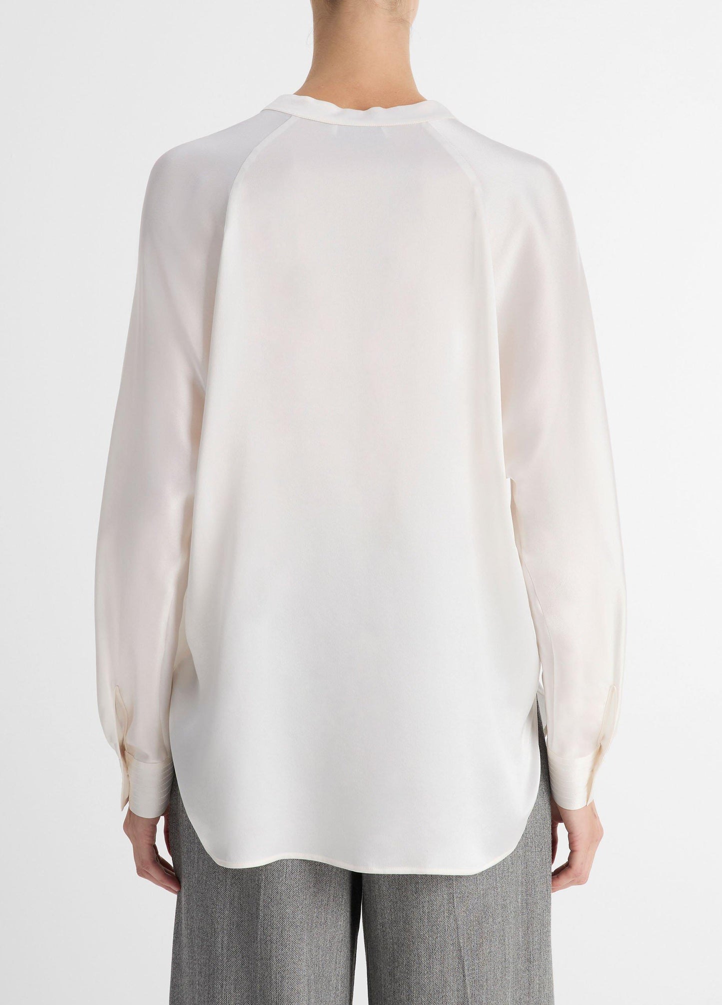 Silk Satin Band-Collar Blouse - US 5094