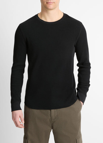 Pima Cotton-Blend Thermal Long-Sleeve Pullover - US 2841