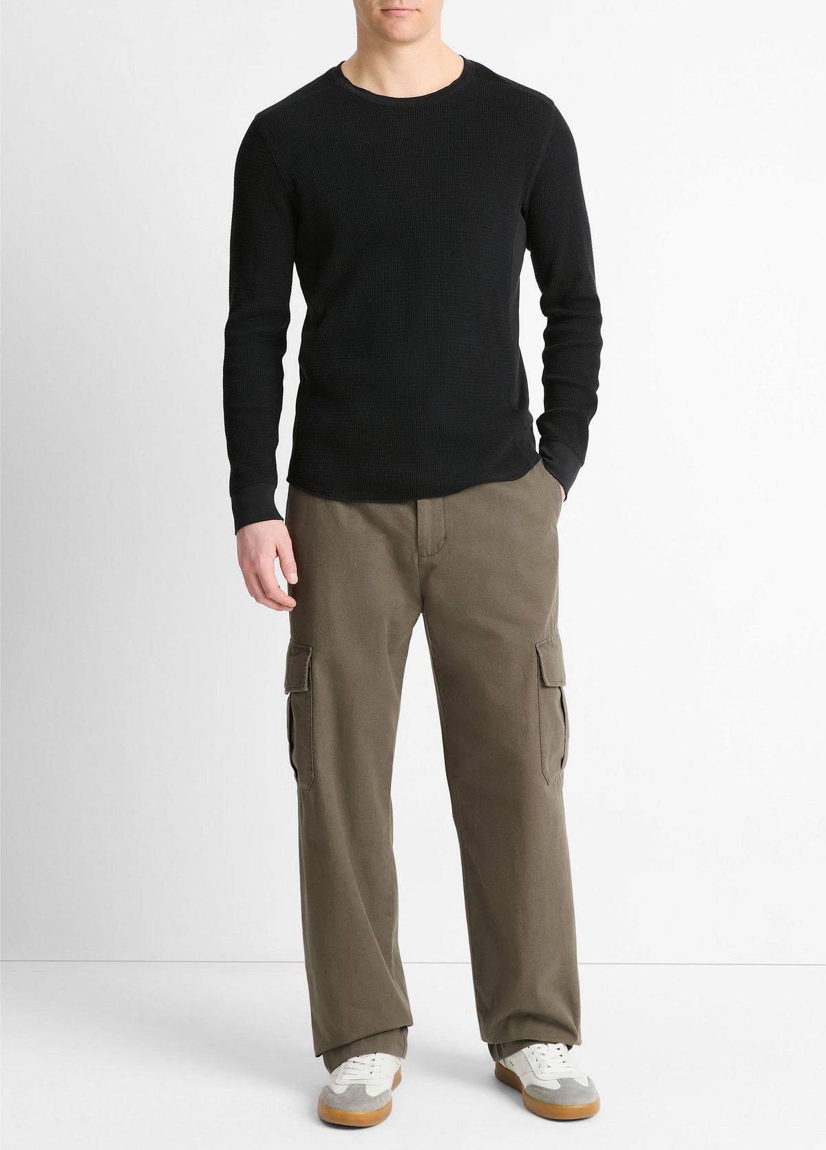Pima Cotton-Blend Thermal Long-Sleeve Pullover - US 2841