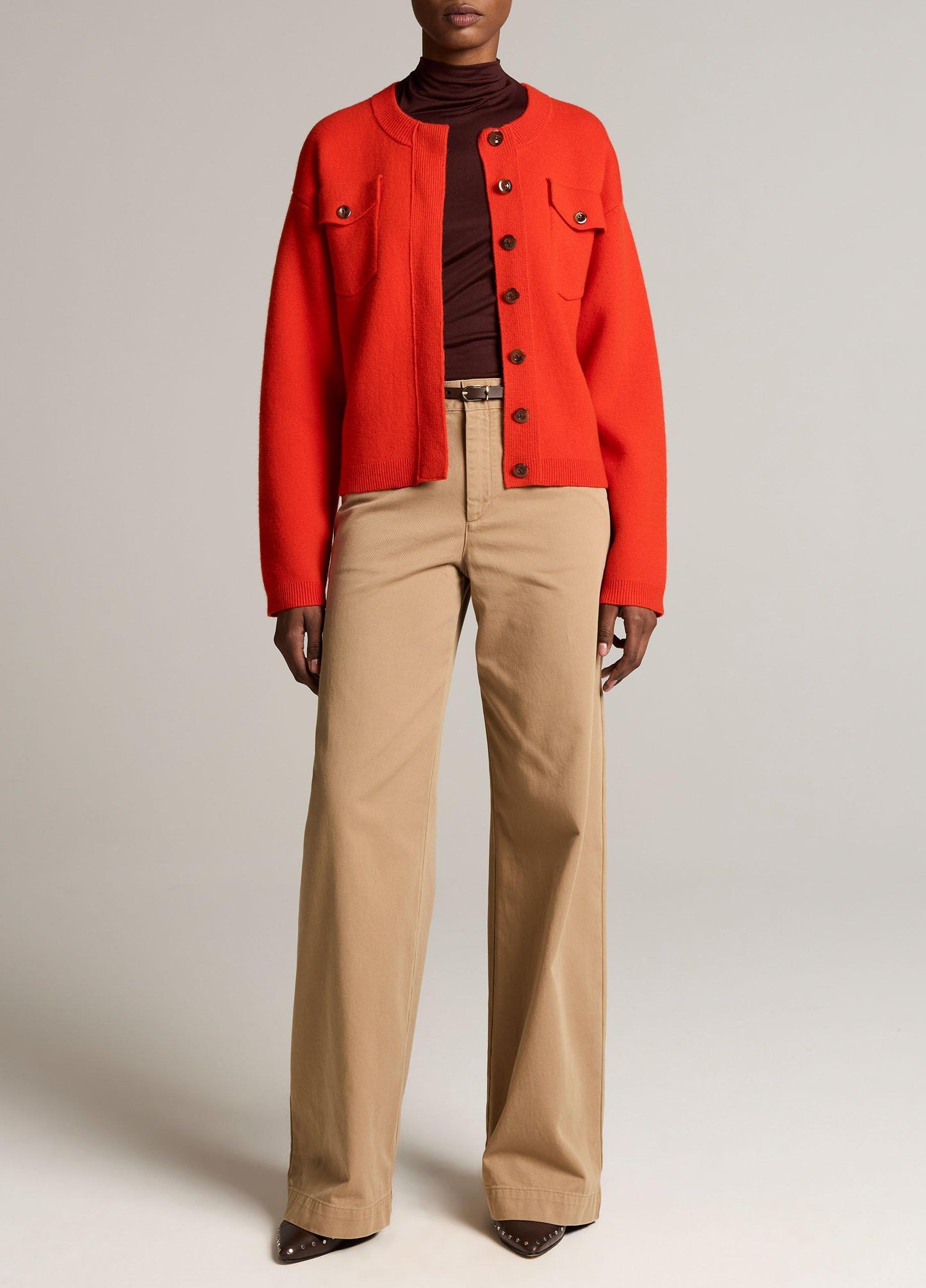 Washed Cotton Twill Mid-Rise Wide-Leg Pant - US 1534